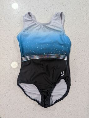 COMPETITION KBee Child Medium 9/10 Gymnastics Dance Leotard Blue Ombre Momentum